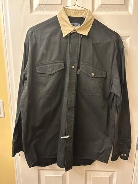 Roper Black Work Shirt with Tan Contrast Collar